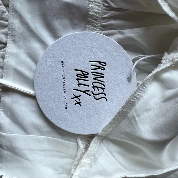 NWT Princess Polly Ashlin Top White Size 6 Croped Off The Shoulder - Picture 12 of 12